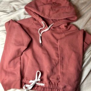 Hollister Cropped Pink Hoodie